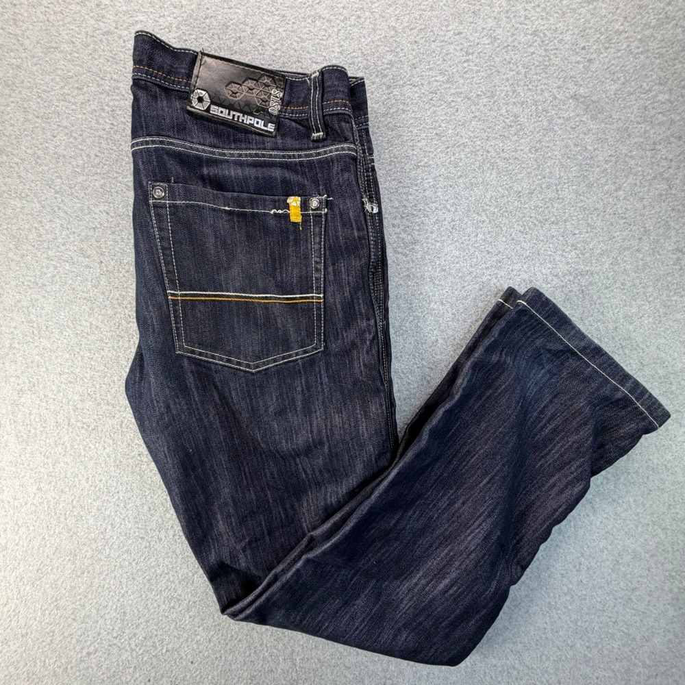 Southpole Mens 36 Relaxed Straight Leg Jeans Dark Wash Indigo Y2K Streetwear